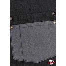 Contrasting, black, bib apron