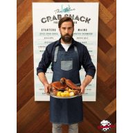 Contrasting, indigo blue bib apron