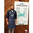 Contrasting, indigo blue bib apron