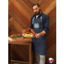 Contrasting, indigo blue bib apron