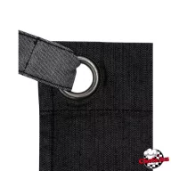 Contrasting, black denim apron