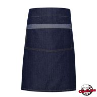 Contrasting, indigo blue denim apron