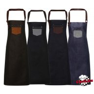   Négyféle színállásban kapható farmer, víztaszító, melles kötény, Black/Tan denim