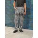 Chef pants - with chessboard print, with elastic waistband