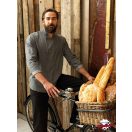 Szürke, patentos, farmer szakácskabát - KIFUTÓ