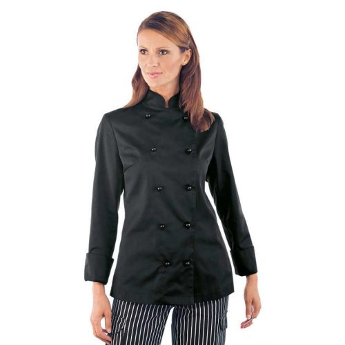 Women's black, long-sleeved chef jacket