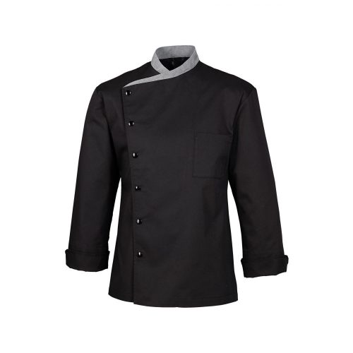 Chef jacket - black, with press buttons, 100% cotton
