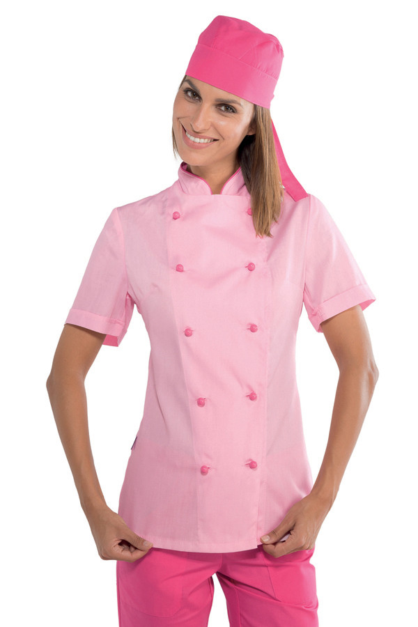 Rózsaszín női rövidujjú szakácskabát