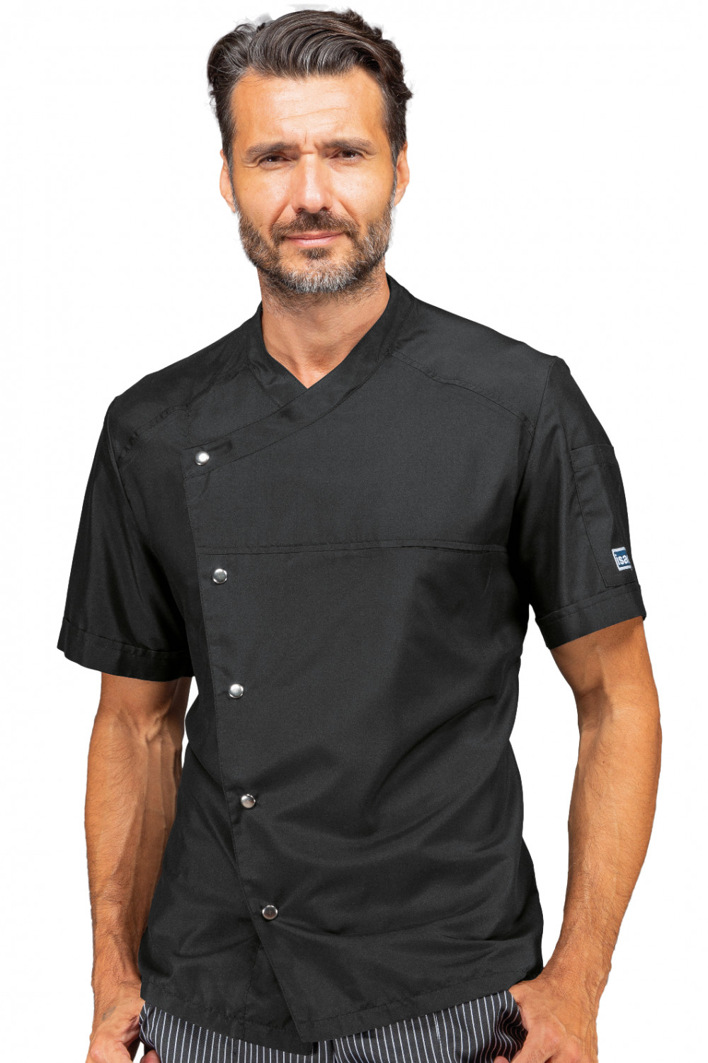 ERICKSON SUPERDRY - fekete rövidujjú patentos szakácskabát