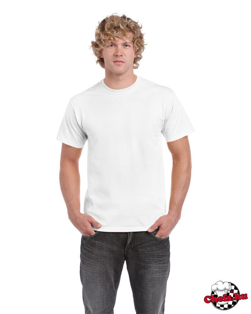 GILDAN - fehér környakú póló